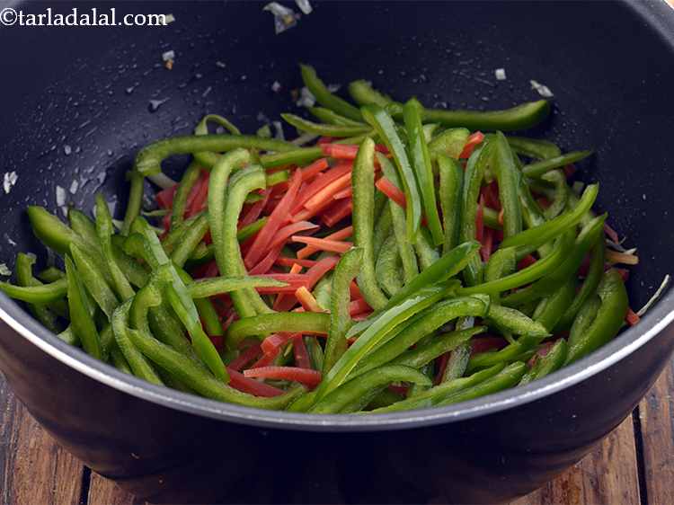 Step 23 – Finally, add the capsicum. To make the veg fried rice more colorful, you can even …