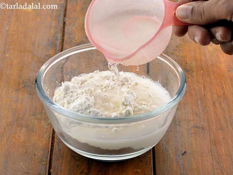 Step 15 – To it add &frac12; cup of water and mix well to make a thick paste.The …