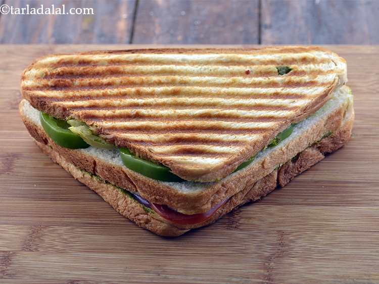 Step 19 – Remove <strong>Vegetable Grilled Sandwich</strong> on a chopping board.