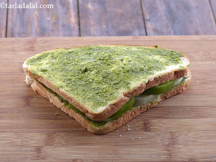 Step 8 – Place another bread slice over it, with the buttered-chutney side facing upwards.