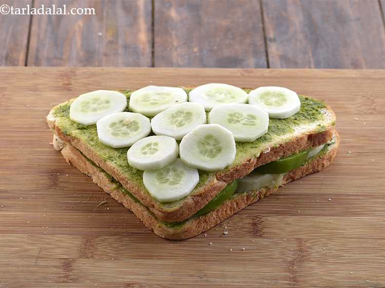 Step 9 – Arrange 10 cucumber slices over it. Taste the cucumber as at times it might be …