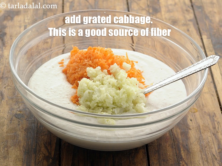 Step 21 – Add grated cabbage. This is a good source of fiber.
