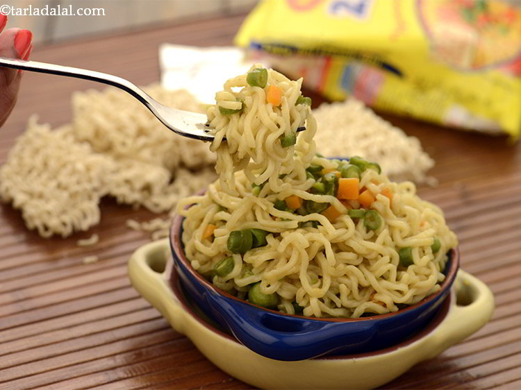 Step 9 – Once the water has evaporated, switch off the flame and serve&nbsp;<strong>vegetable maggi &nbsp;noodle | vegetarian …