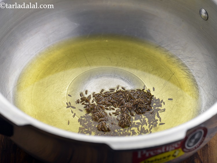Step 11 – When the ghee is moderately hot, add the cumin seeds. To make it vegan, make …