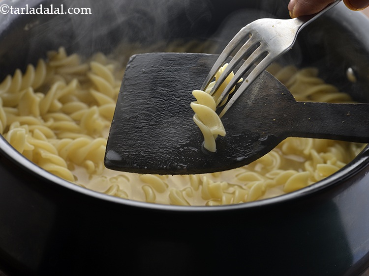 Step 7 – After 5 to 7 minutes, remove one pasta out of the water and keep it …