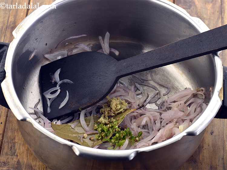 Step 10 – Add the grated ginger. Alternatively, you can even use ginger-green chilli paste.
