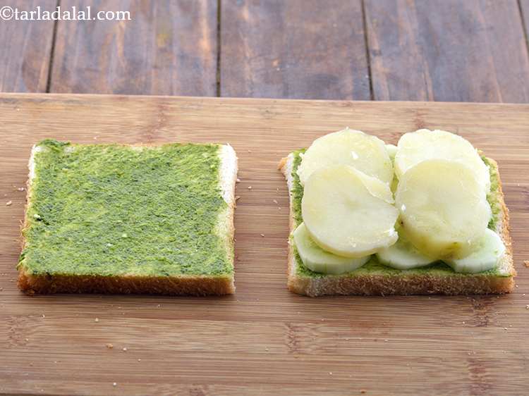 Step 24 – Arrange 4 potato slices evenly over the cucumber slices. Potatoes should be boiled in a …