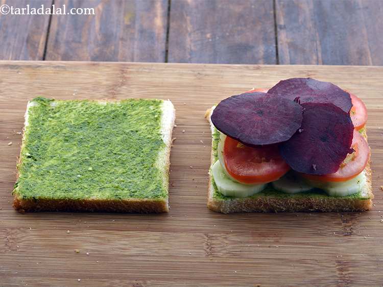 Step 27 – Top it with 3 beetroot slices. It can be avoided if you wish to. Beetroot …