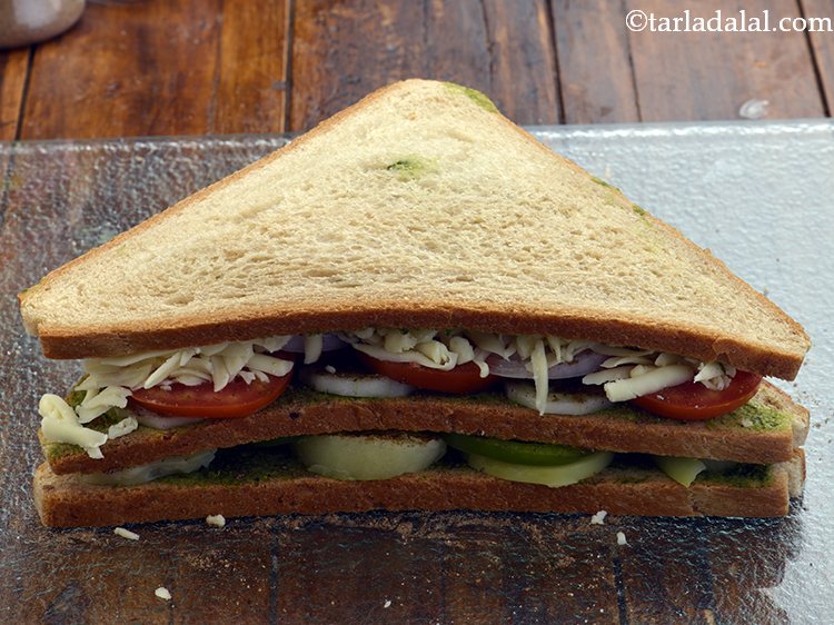 Step 15 – Cover it with another slice of bread with the buttered-chutney side facing downwards.