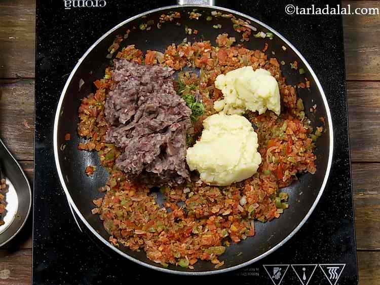 Step 10 – Also add the boiled and mashed rajma (kidney beans). For this, soak the rajma overnight …