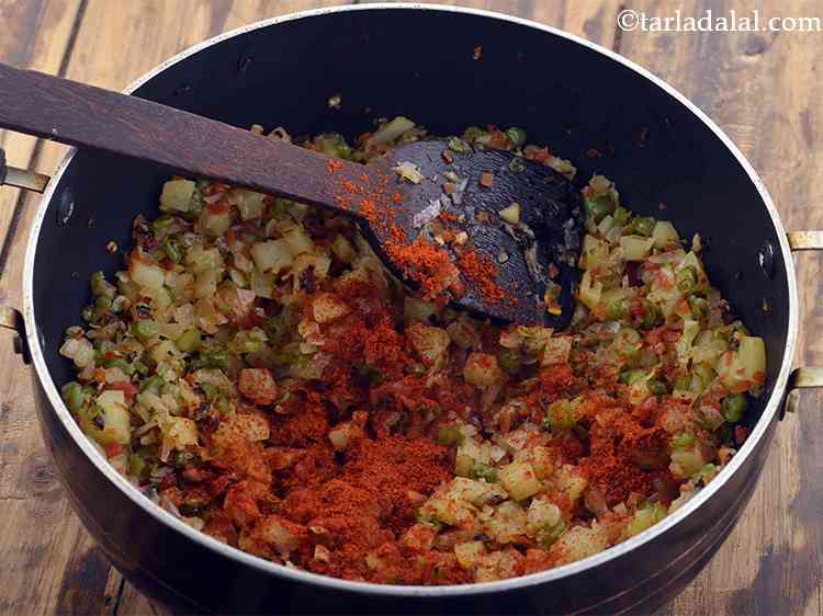 Step 8 – Add the chilli powder. You can also use chopped green chillies if you wish to …