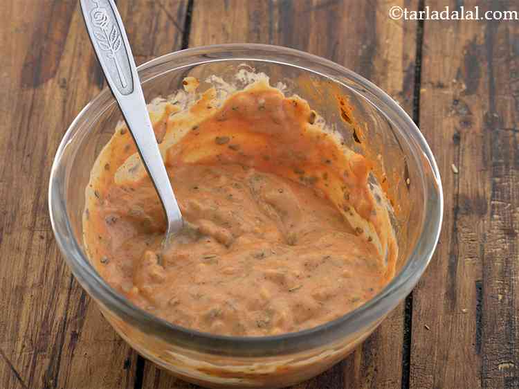 Step 27 – Mix it well using a spoon and your chilli mayo spread for the <strong>vegetable burger …