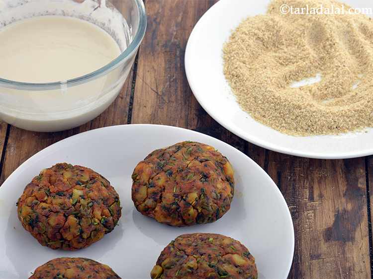 Step 18 – Keep the cutlet, batter and breadcrumbs ready.