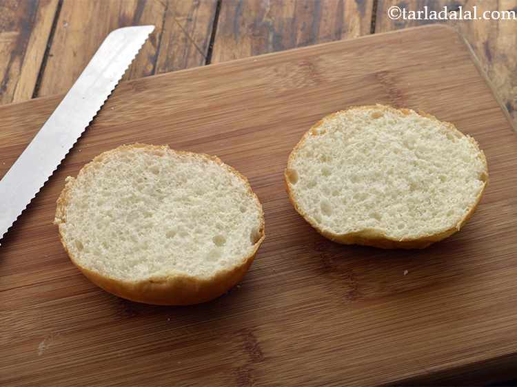 Step 37 – Cut a burger bun horizontally into two using a sharp knife. Here is a detailed …