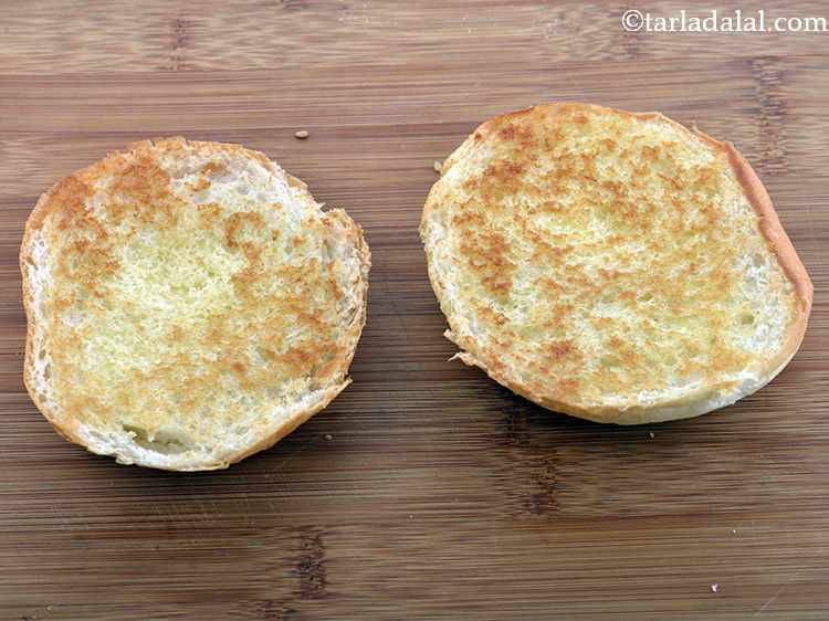 Step 40 – Place the toasted burger buns on a clean,dry surface.