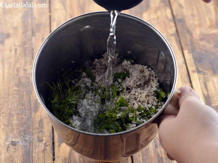 Step 12 – Add approximately ? cup of water. If you want a liquidy green chutney then add …