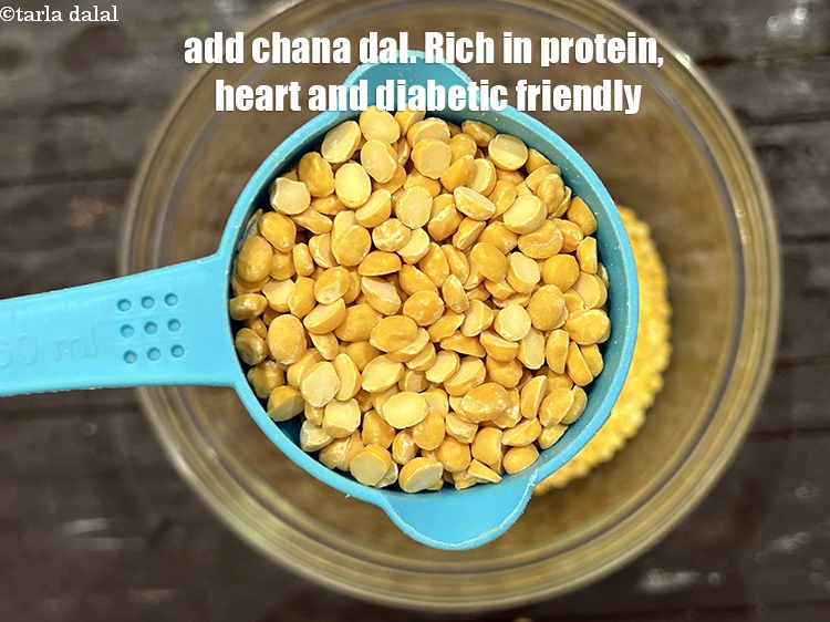 Step 5 – Add&nbsp;<meta charset="UTF-8" />1/2 cup&nbsp;<a href="glossary-chana-dal-split-bengal-gram-285i">chana dal (split bengal gram)</a>.&nbsp;One cup of cooked&nbsp;<a href="https://www.tarladalal.com/recipes-using-chana-dal-285">Chana Dal</a>&nbsp;provides 33% …