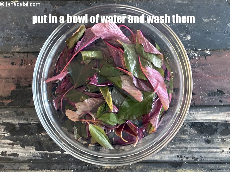Step 5 – Put the leaves in a bowl of water and wash them.