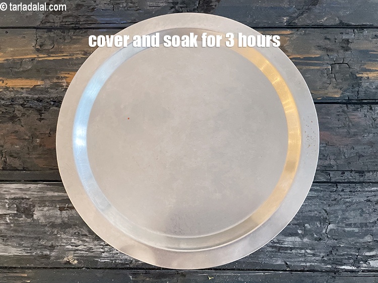 Step 7 – Cover and soak the dal in warm water for at least 2&nbsp;hours.