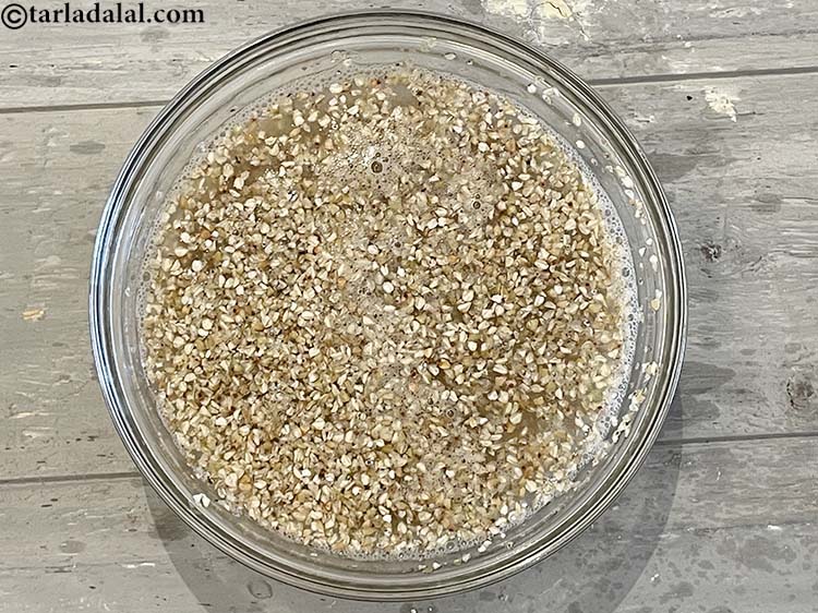 Step 5 – Add enough water to cover the buckwheat as we need to wash it.