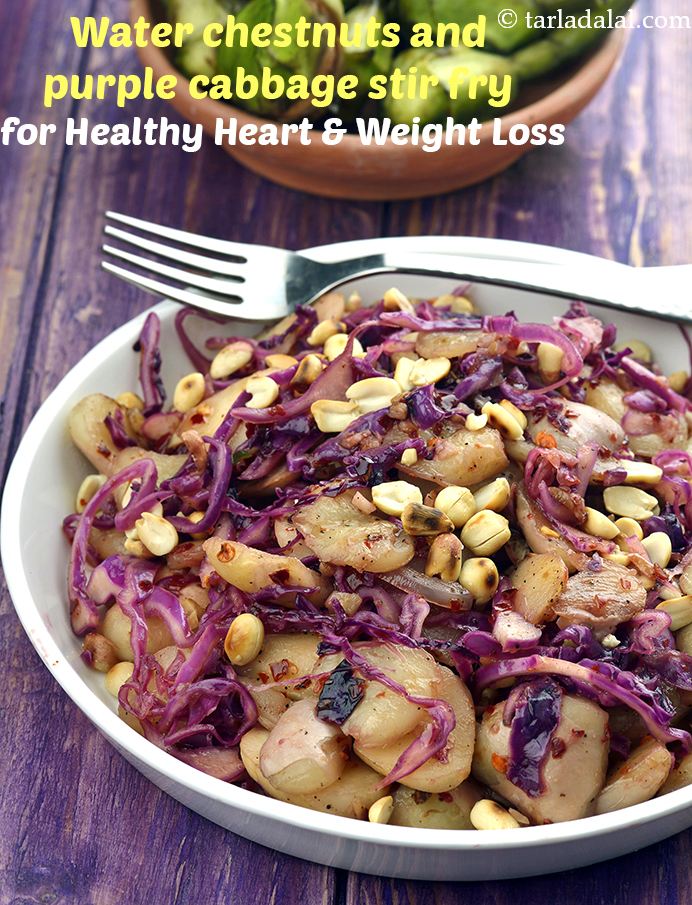 Step 23 – <strong>Water chestnuts and purple cabbage stir fry for Healthy Heart &amp; Weight Loss.</strong>