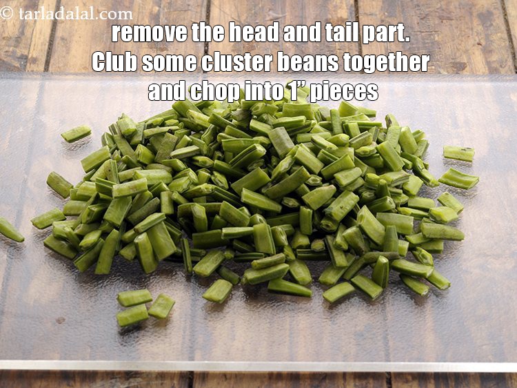 Step 6 – <meta charset="UTF-8" />Remove the head and tail part. Club some cluster beans together and chop …