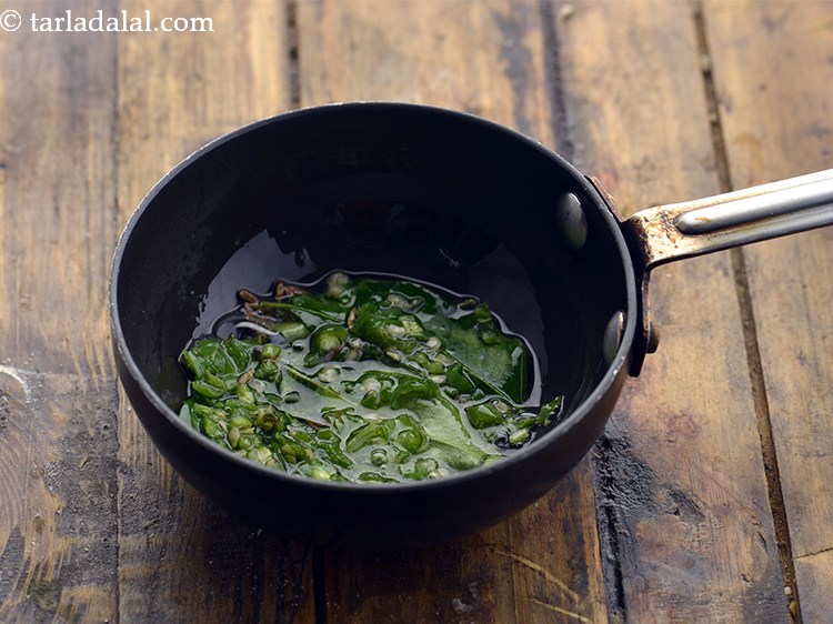 Step 18 – Add green chilies and saut&eacute; on a medium flame for 30 seconds or until everything …