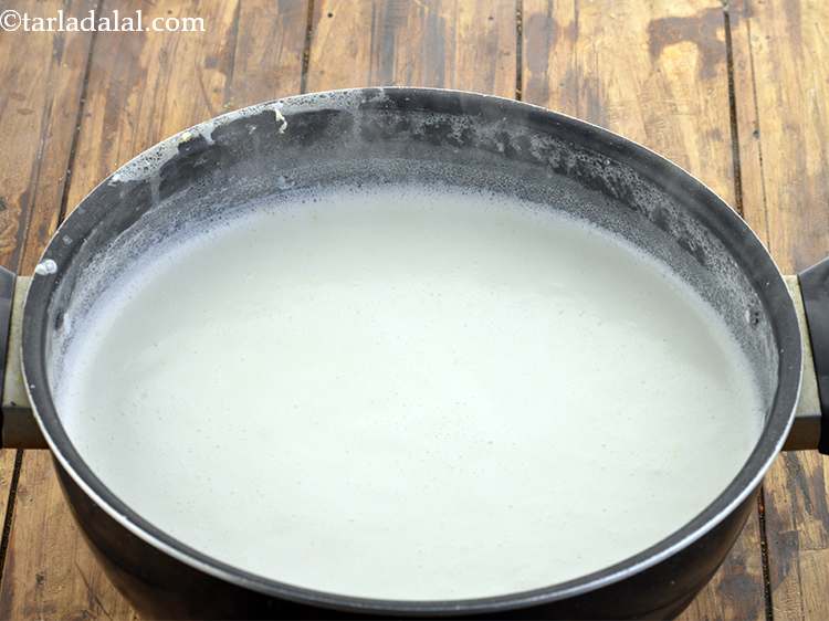 Step 18 – When it starts boiling, switch off the flame and wait for 1 minute. The milk …