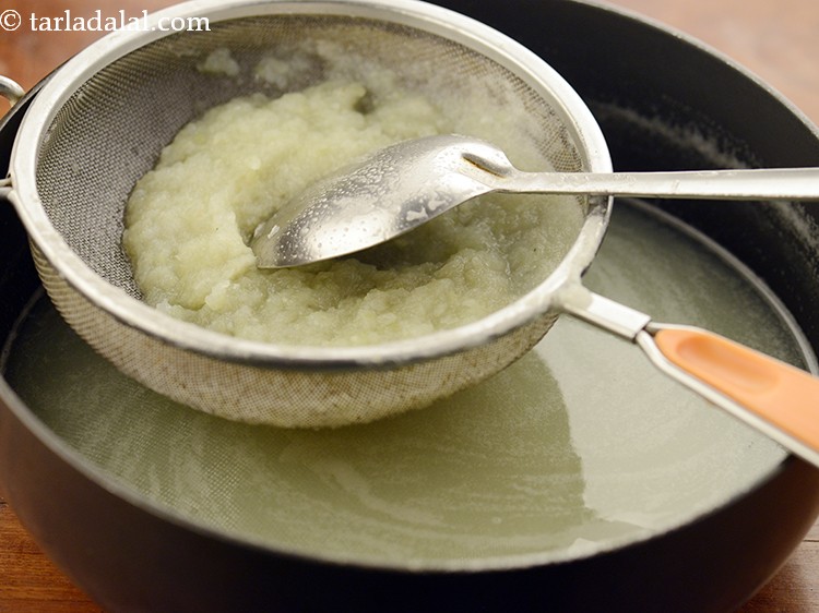 Step 28 – Strain the white stock using a strainer.