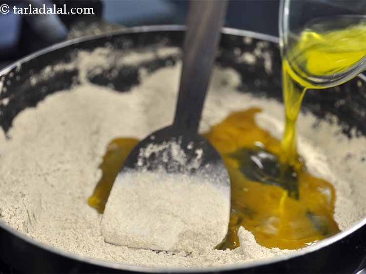 Step 4 – Once the colour changes slightly and you get the nutty aroma, add melted ghee.