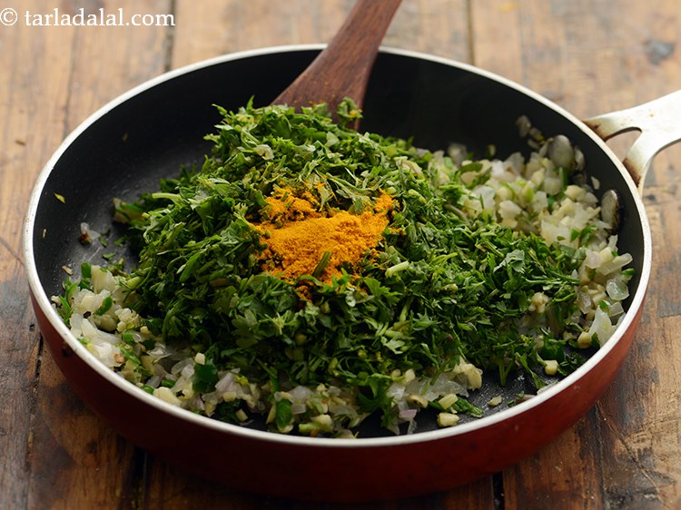 Step 8 – Add turmeric powder.