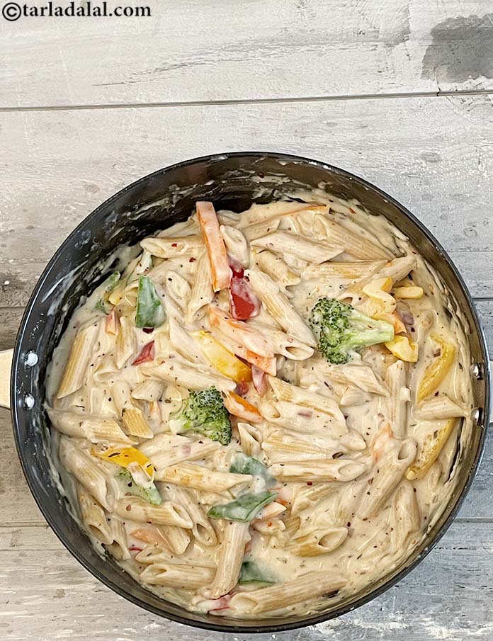 Step 23 – Serve <strong>whole wheat pasta in low calorie white sauce |&nbsp;whole wheat pasta for weight loss …