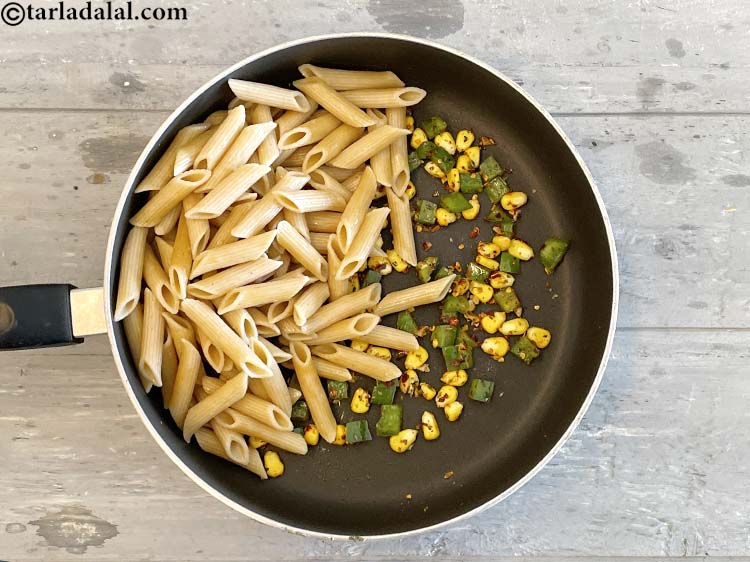 Step 30 – Add&nbsp;<meta charset="UTF-8" />2 1/2 cups&nbsp;<a href="glossary-cooked-whole-wheat-pasta-2196i">cooked whole wheat pasta</a>.&nbsp;Whole wheat pasta is slightly low in …