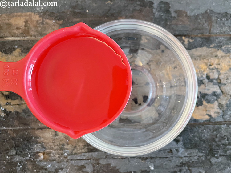 Step 5 – In a small glass bowl put 1/4 cup&nbsp;of lukewarm water.