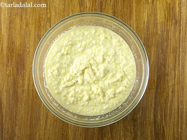 Step 13 – Blend in a mixer to form a coarse thick vada batter.