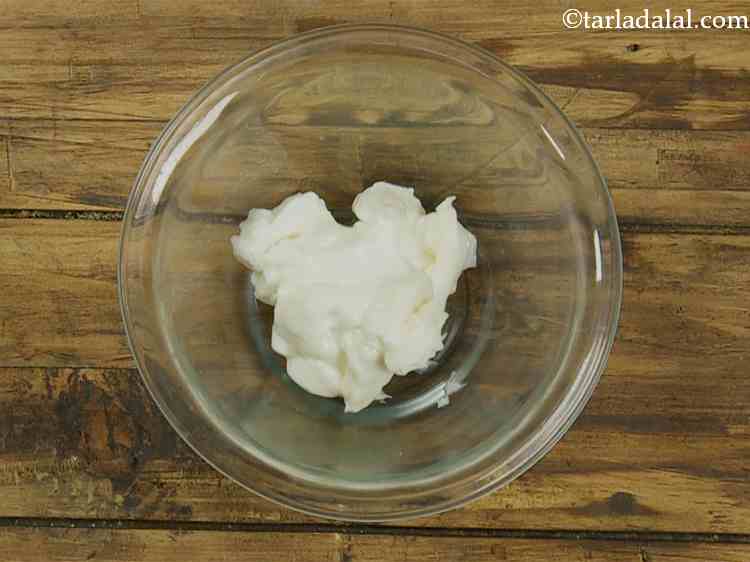 Step 9 – Put the mayonnaise in a deep bowl. We have used regular eggless mayonnaise but to …