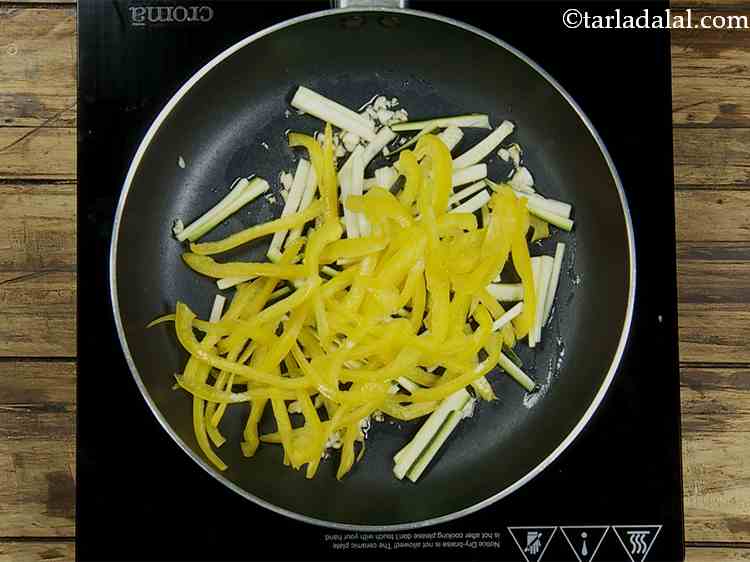 Step 3 – Add the thinly sliced yellow capsicum as well. You can even use the other coloured …