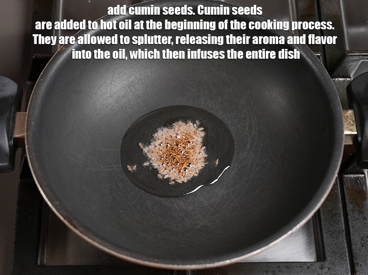 Step 4 – <p>Add ½ tsp cumin seeds. Cumin seeds are added to hot oil at the beginning …