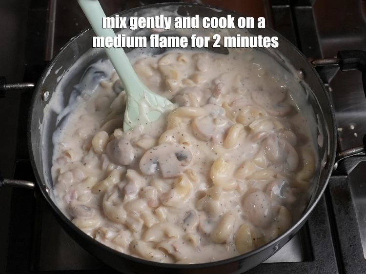 Step 14 – <p><span style="background-color:rgb(255,255,255);color:rgb(0,0,0);">mix gently and cook on a medium flame for 2 minutes, while stirring occasionally …