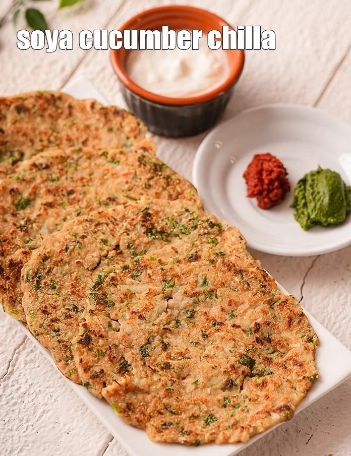 Step 18 – <p style="margin-left:0px;">Serve <strong>cucumber soya pancake recipe | soya cucumber chilla | savoury cucumber pancakes |&nbsp;</strong>hot …