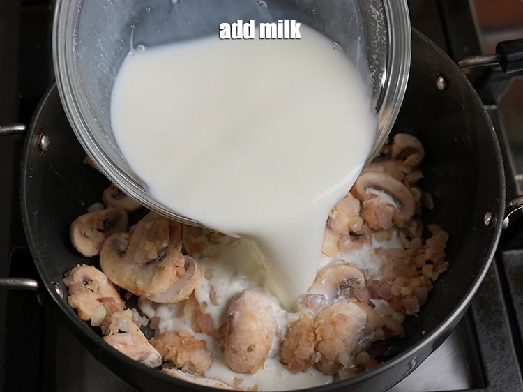 Step 8 – <p>Now we will add the milk. Mix this well and cook on a medium flame …
