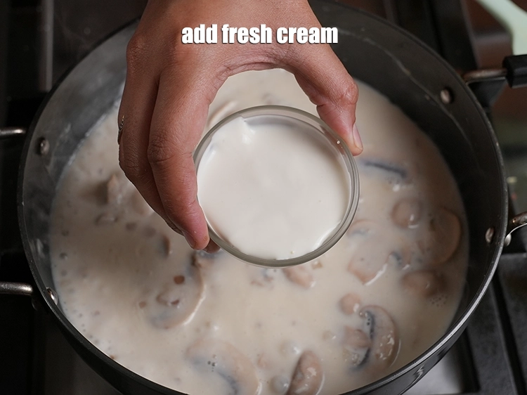 Step 9 – <p>Add the fresh cream. This will give a rich texture.</p>