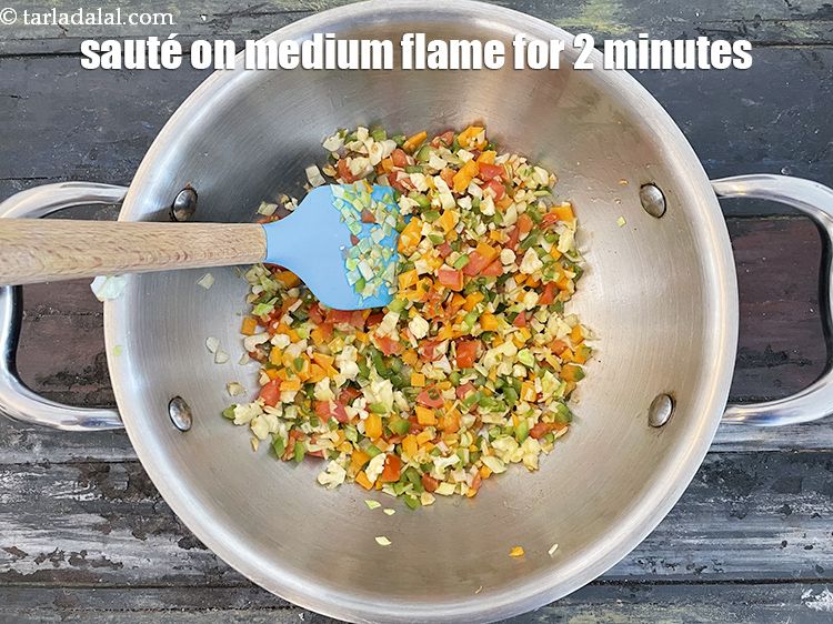 Step 14 – <p>Saute all the vegetables on a medium flame for 2 minutes. When these subtle flavor …