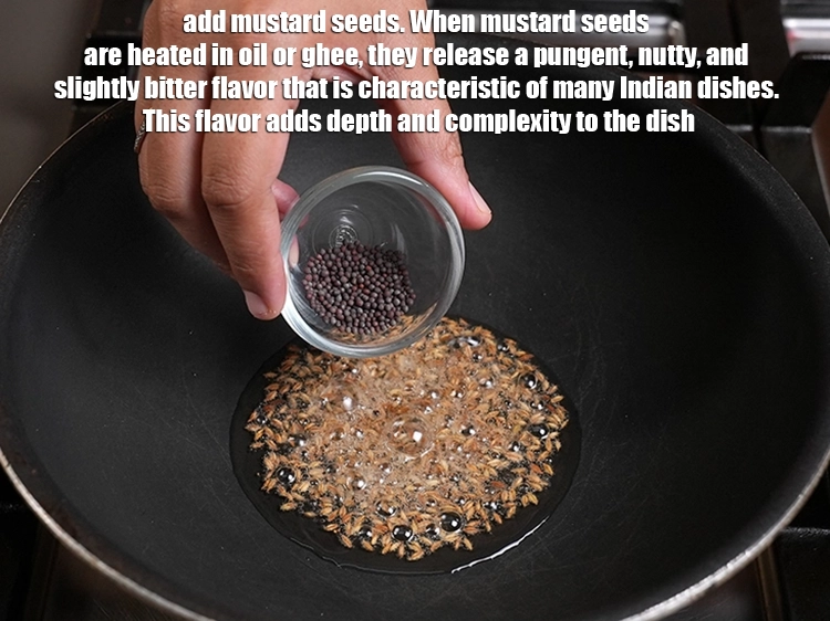 Step 12 – <p>Add ½ tsp mustard seeds. When mustard seeds are heated in oil or ghee, they …