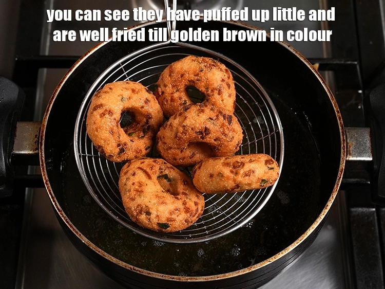 Step 24 – <p>These are deep fried vadas. You can see they have puffed up little and are …