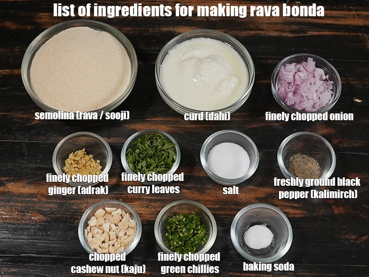 Step 21 – <p><strong>What is rava bonda made of? </strong><i><u>See the below image of list of ingredients for …