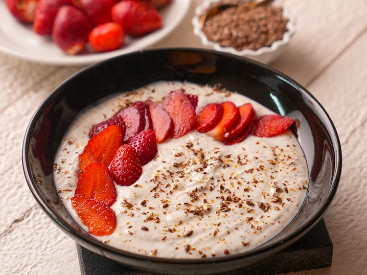 Step 15 – <p>Your <strong>flax seeds with curds and strawberries</strong> is ready to have as a healthy Indian …