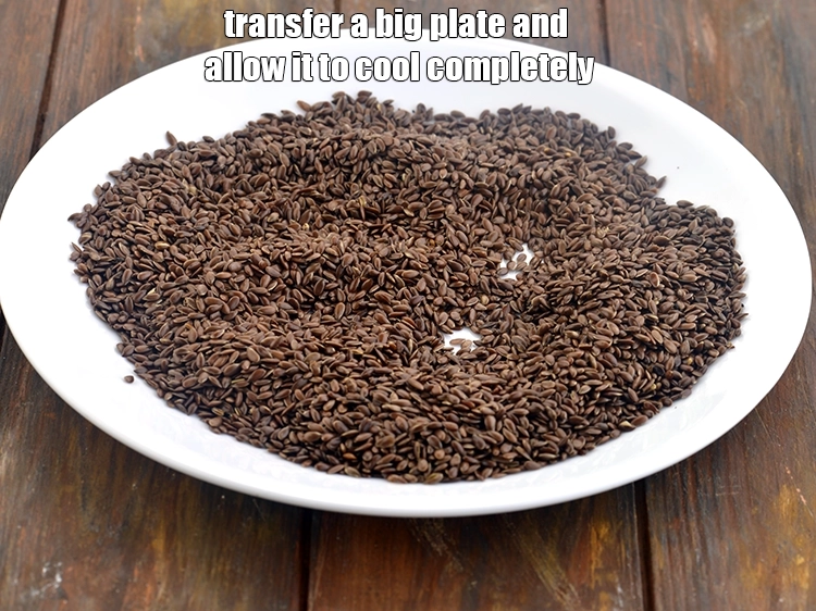 Step 5 – <p>Transfer <strong>roasted flax seeds</strong>&nbsp;a big flat plate and allow it to cool completely. This would …