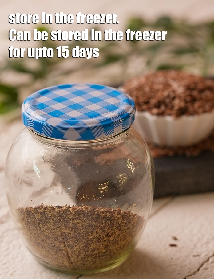 Step 22 – <p><span style="background-color:rgb(255,255,255);color:rgb(0,0,0);">Put the </span><strong>powdered flax seed</strong><span style="background-color:rgb(255,255,255);color:rgb(0,0,0);"> in a plastic jar. Best to store in …