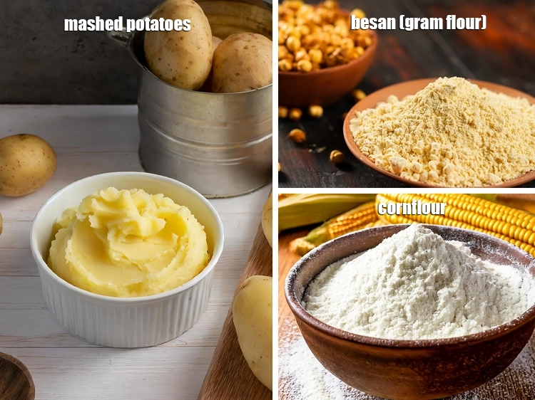 Step 42 – <p>Add a binder like mashed potatoes, besan (gram flour), or cornflour to the ground soya …